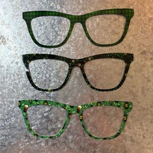 Set of Three Green Patterned Glasses Toppers for the Harper